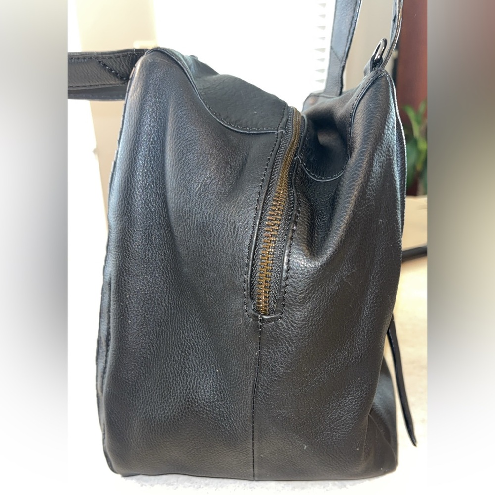 KOOBA BLACK LEATHER PASADENA SATCHEL CROSSBODY PURSE BAG STITCHED BACK - Picture 5 of 12
